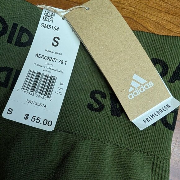 Adidas Women’s Training Aeroknit 7/8 High-Rise Wild Pine Green Tights Size S New - Picture 3 of 12